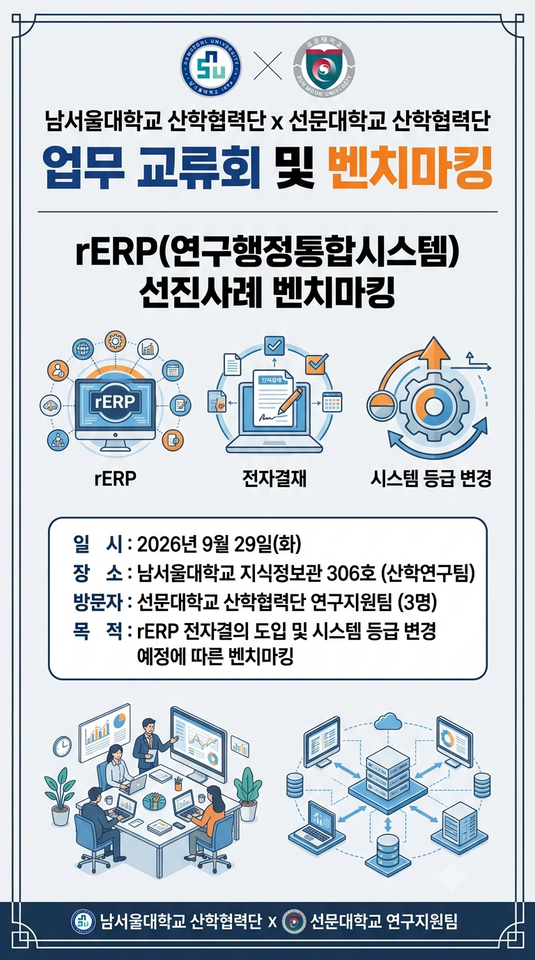 남서울대 산학단(산학연구팀)&선문대 산학단(연구팀), 업무교류회 진행